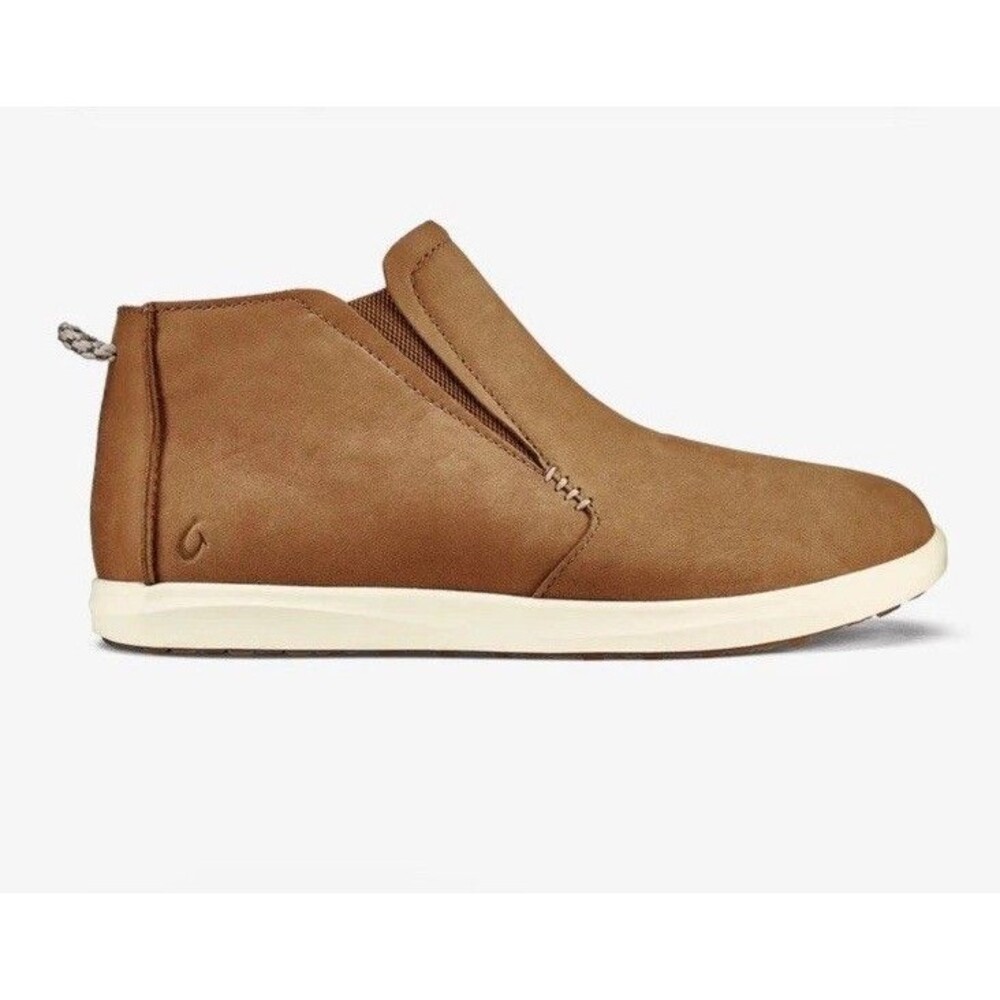OluKai Hawai’iloa Hope Manu Waterproof Leather Booties Fox/Off White Sz 11/41 EU